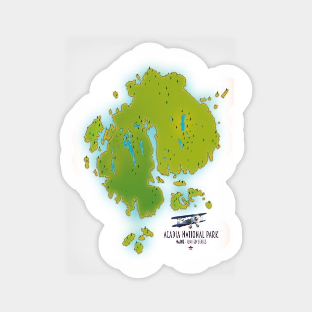 Acadia national park Map Sticker by nickemporium1